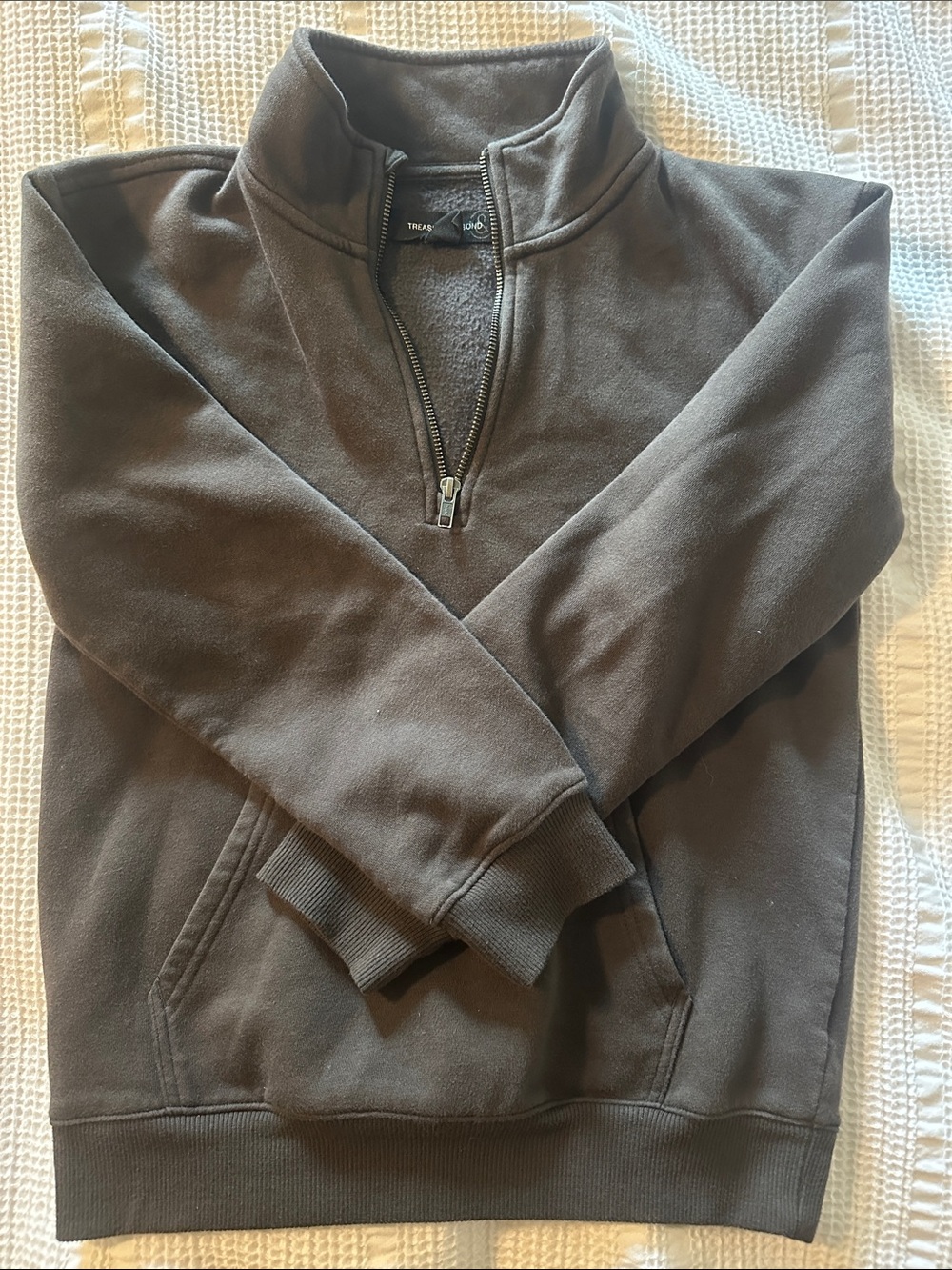 Treasure & Bond boys Dark Brown Half-Zip Pullover Sweater